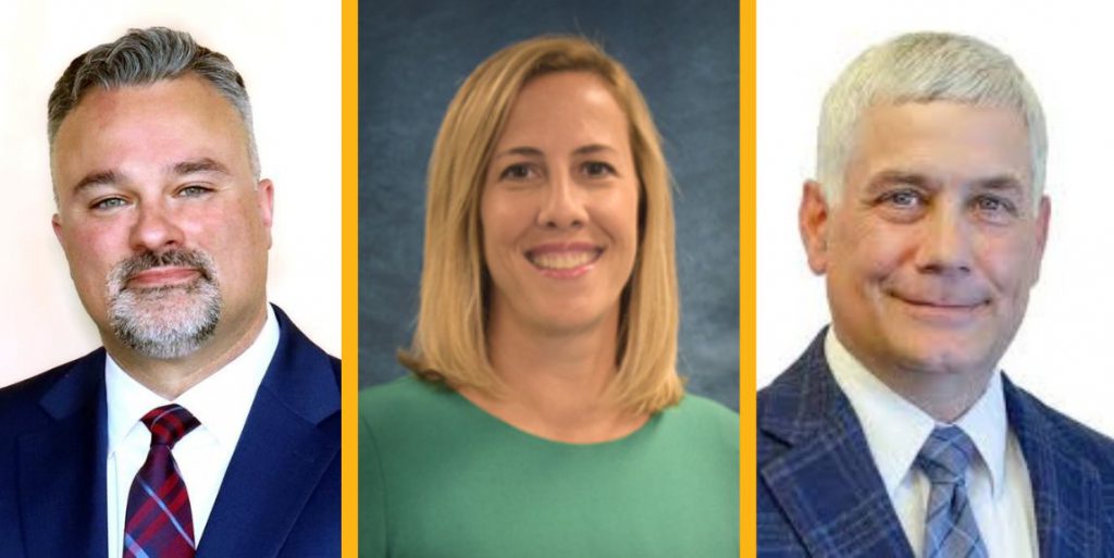 Photo of three persons who are named from left to right: Jeremy Belfield, Dr. Cathleen Hauber, Darin Saiff